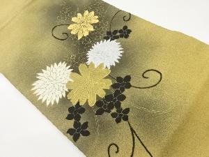 塩瀬金彩花々に唐草模様名古屋帯